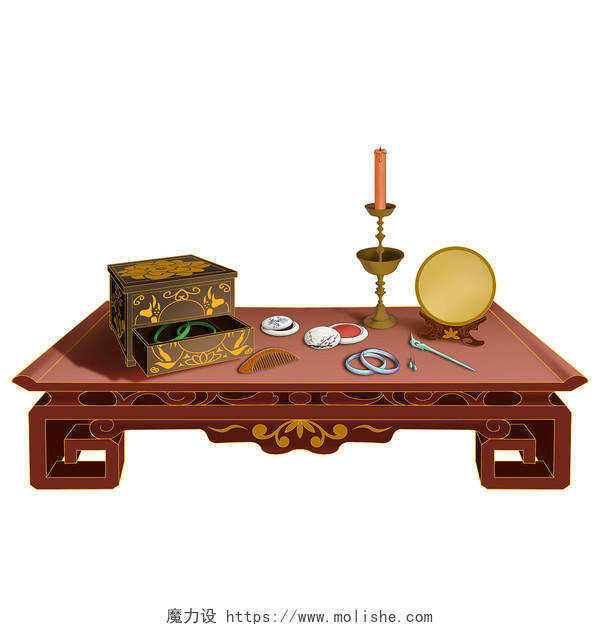 古风女子梳妆桌子元素古风桌子家具